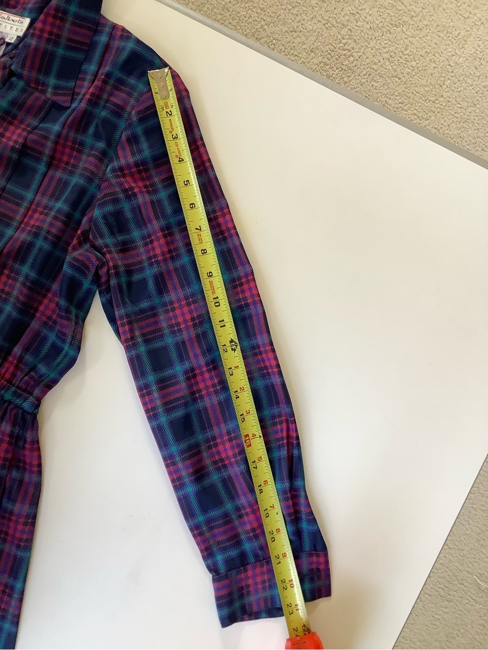 Talbots Plaid Midi Shirt Dress Teal & Purple Size 12 - Classic Office Style - Picture 6 of 7